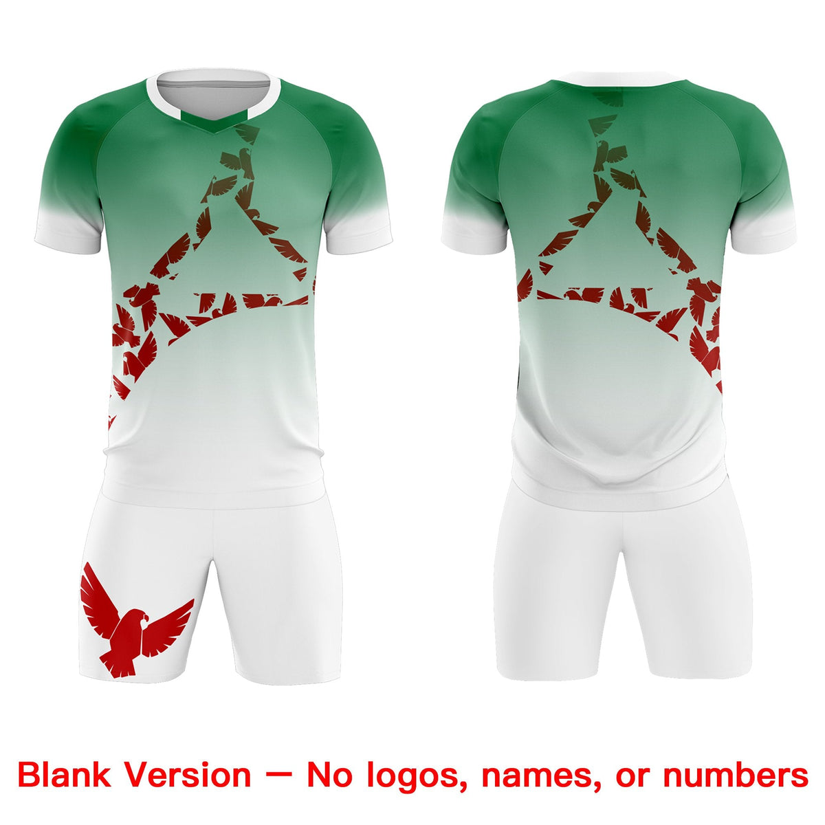 Custom Kelly Green Red Mexico Eagle World Cup Inspired Wrinkle-Resistant Gradient Fashion Soccer Sets Jersey