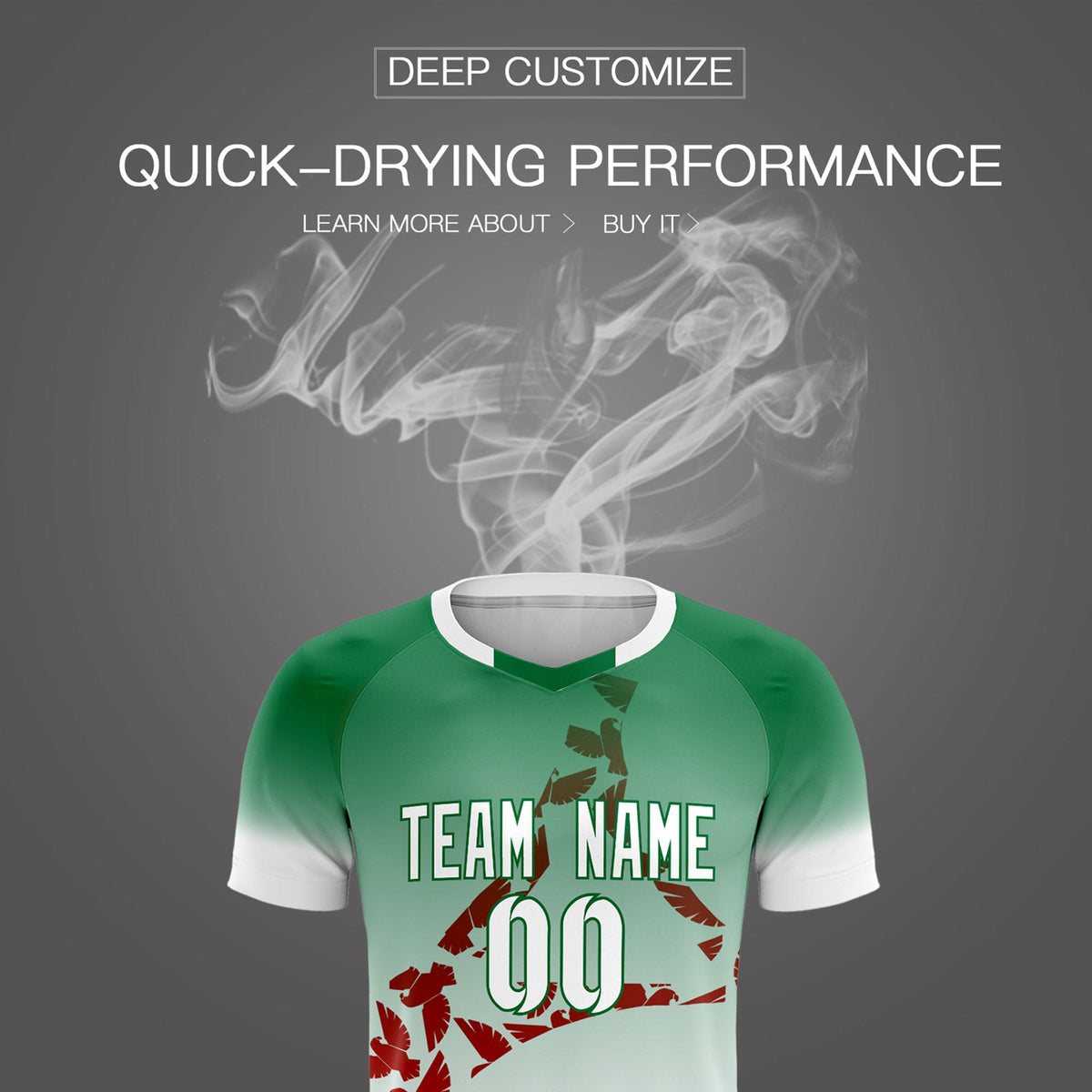 Custom Kelly Green Red Mexico Eagle World Cup Inspired Wrinkle-Resistant Gradient Fashion Soccer Sets Jersey