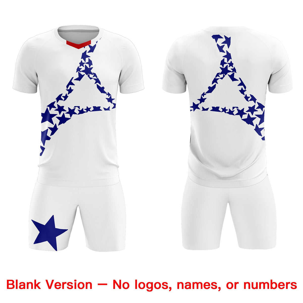 Custom White Royal America Star World Cup Inspired Drapable Graffiti Pattern Soccer Sets Jersey