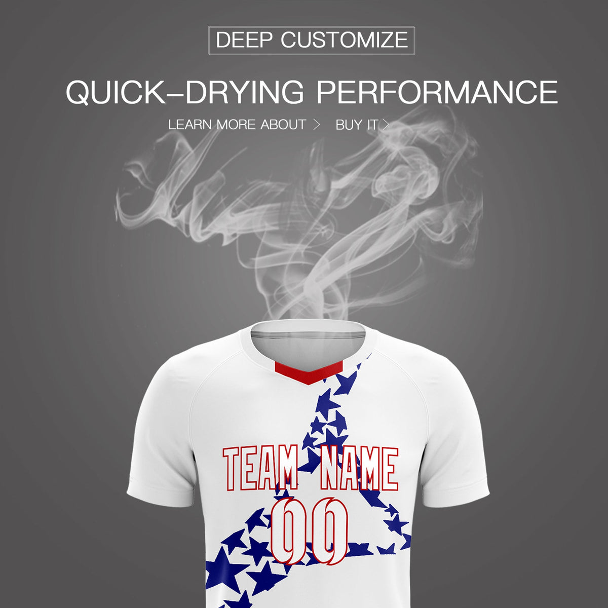 Custom White Royal America Star World Cup Inspired Drapable Graffiti Pattern Soccer Sets Jersey