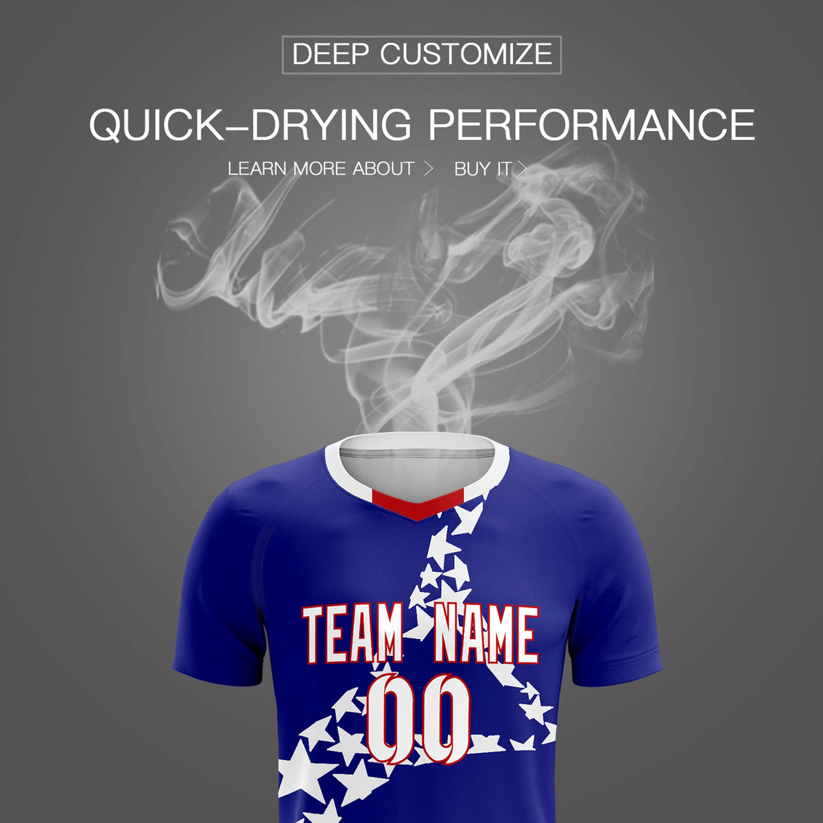 Custom Royal White America Star World Cup Inspired Breathable Graffiti Pattern Soccer Sets Jersey