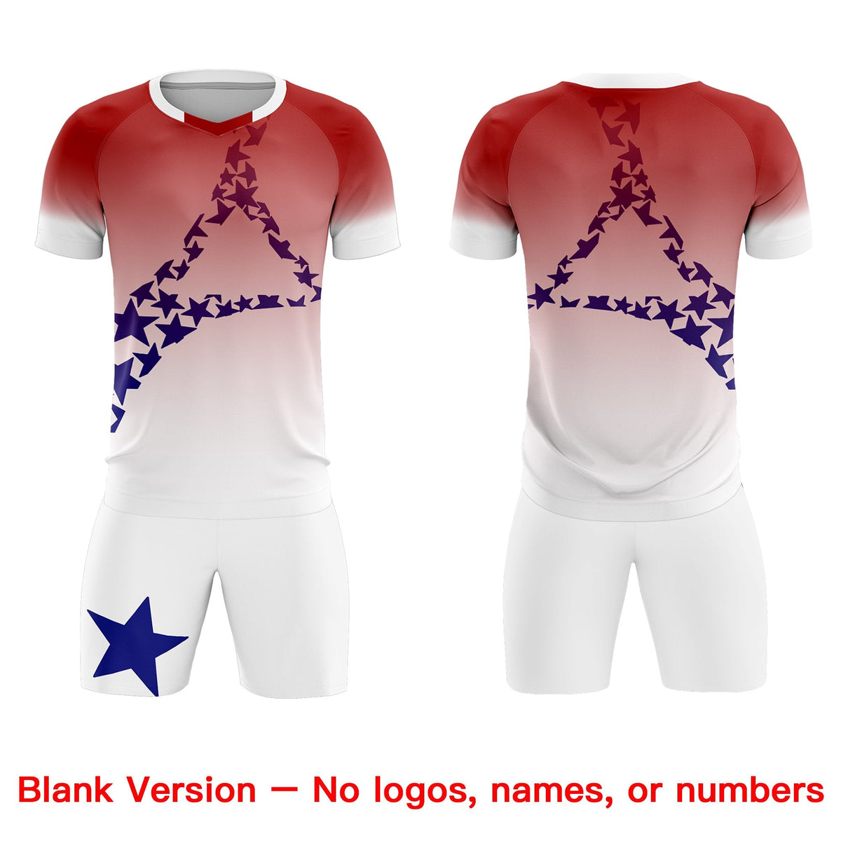 Custom Red Royal America Star World Cup Inspired Quick-Drying Gradient Fashion Soccer Sets Jersey