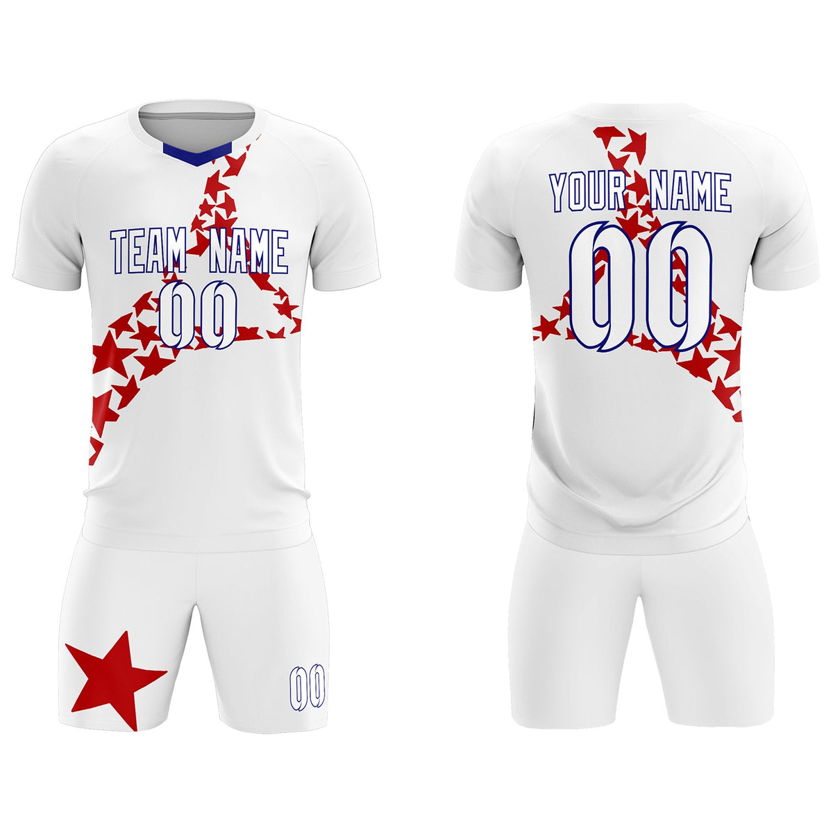 Custom White Red America Star World Cup Inspired Lightweight Graffiti Pattern Soccer Sets Jersey