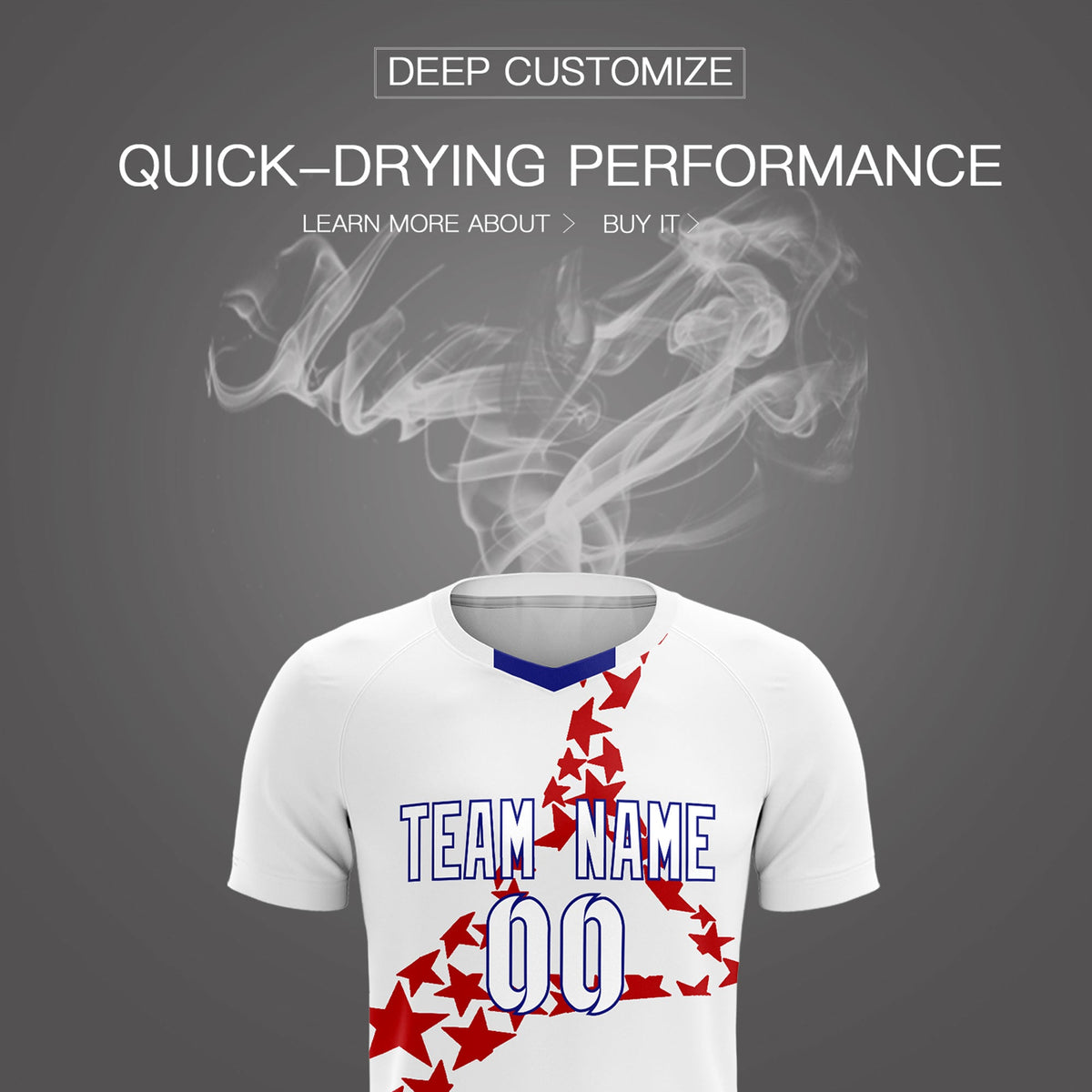 Custom White Red America Star World Cup Inspired Lightweight Graffiti Pattern Soccer Sets Jersey