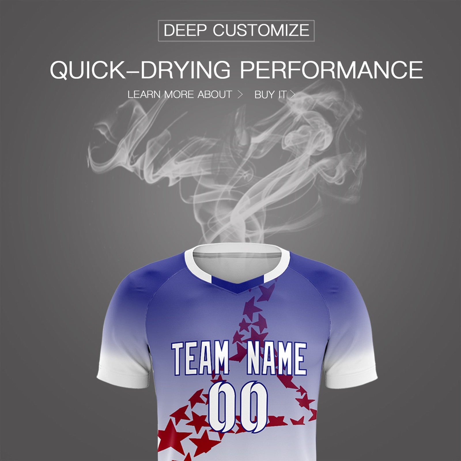 Custom Royal Red America Star World Cup Inspired Drapable Gradient Fashion Soccer Sets Jersey