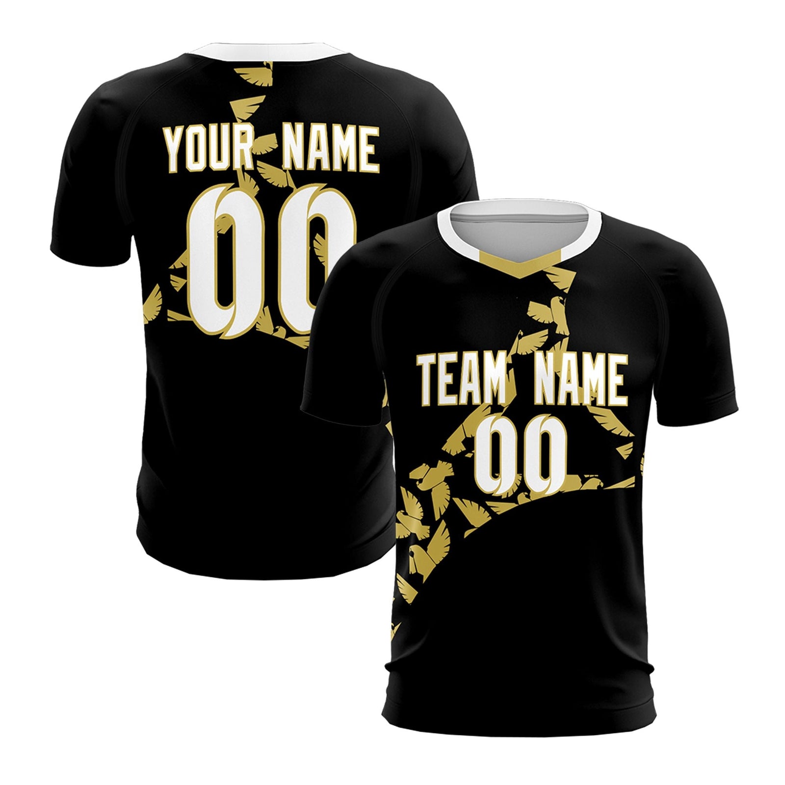 Custom Black Old Gold Mexico Eagle World Cup Inspired Quick-Drying Graffiti Pattern Soccer Sets Jersey