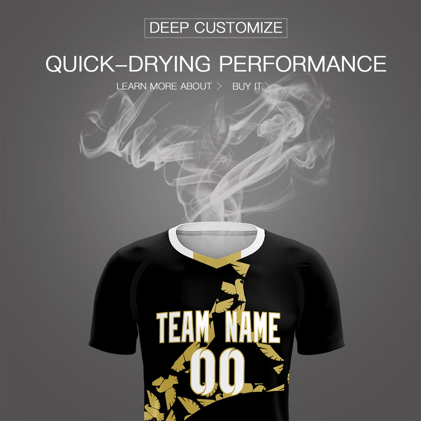 Custom Black Old Gold Mexico Eagle World Cup Inspired Quick-Drying Graffiti Pattern Soccer Sets Jersey