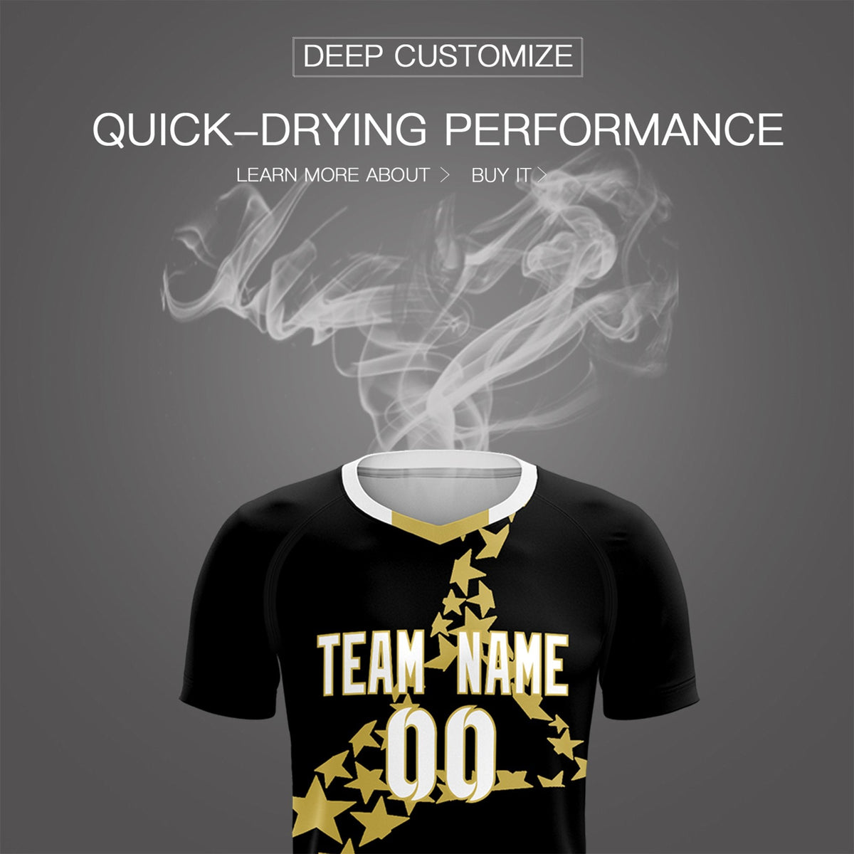 Custom Black Old Gold America Star World Cup Inspired Lightweight Graffiti Pattern Soccer Sets Jersey