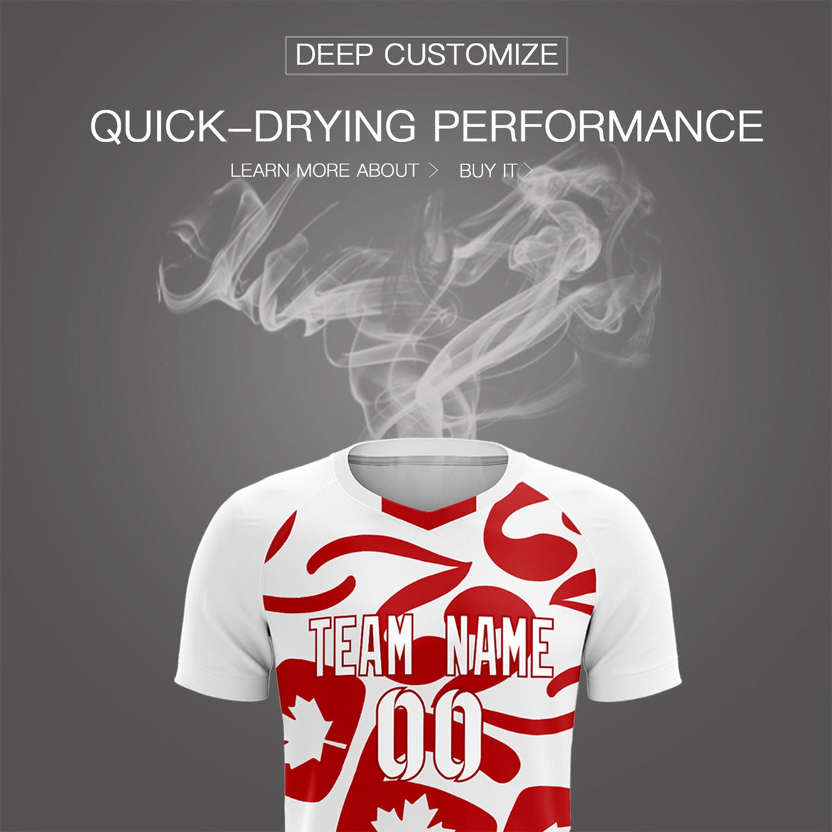 Custom White Canada Maple Leaves World Cup Inspired Drapable Graffiti Pattern Soccer Sets Jersey