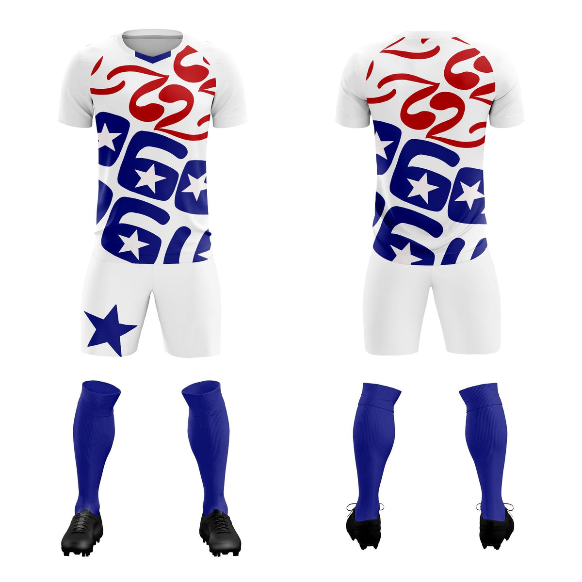 Custom White America Star World Cup Inspired Quick-Drying Graffiti Pattern Soccer Sets Jersey