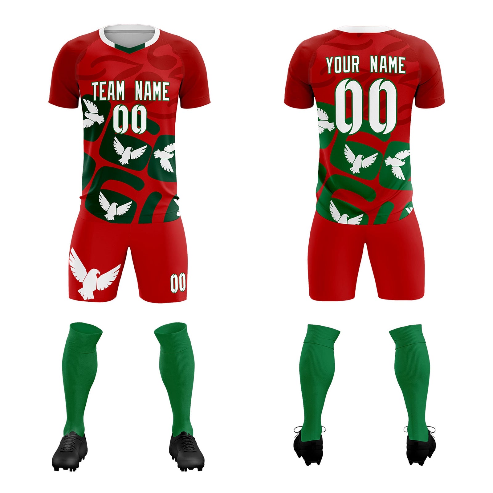 Custom Red Mexico Eagle World Cup Inspired Lightweight Graffiti Pattern Soccer Sets Jersey