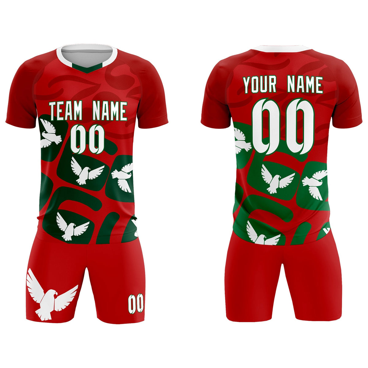 Custom Red Mexico Eagle World Cup Inspired Lightweight Graffiti Pattern Soccer Sets Jersey