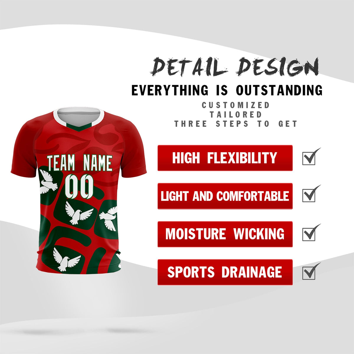 Custom Red Mexico Eagle World Cup Inspired Lightweight Graffiti Pattern Soccer Sets Jersey