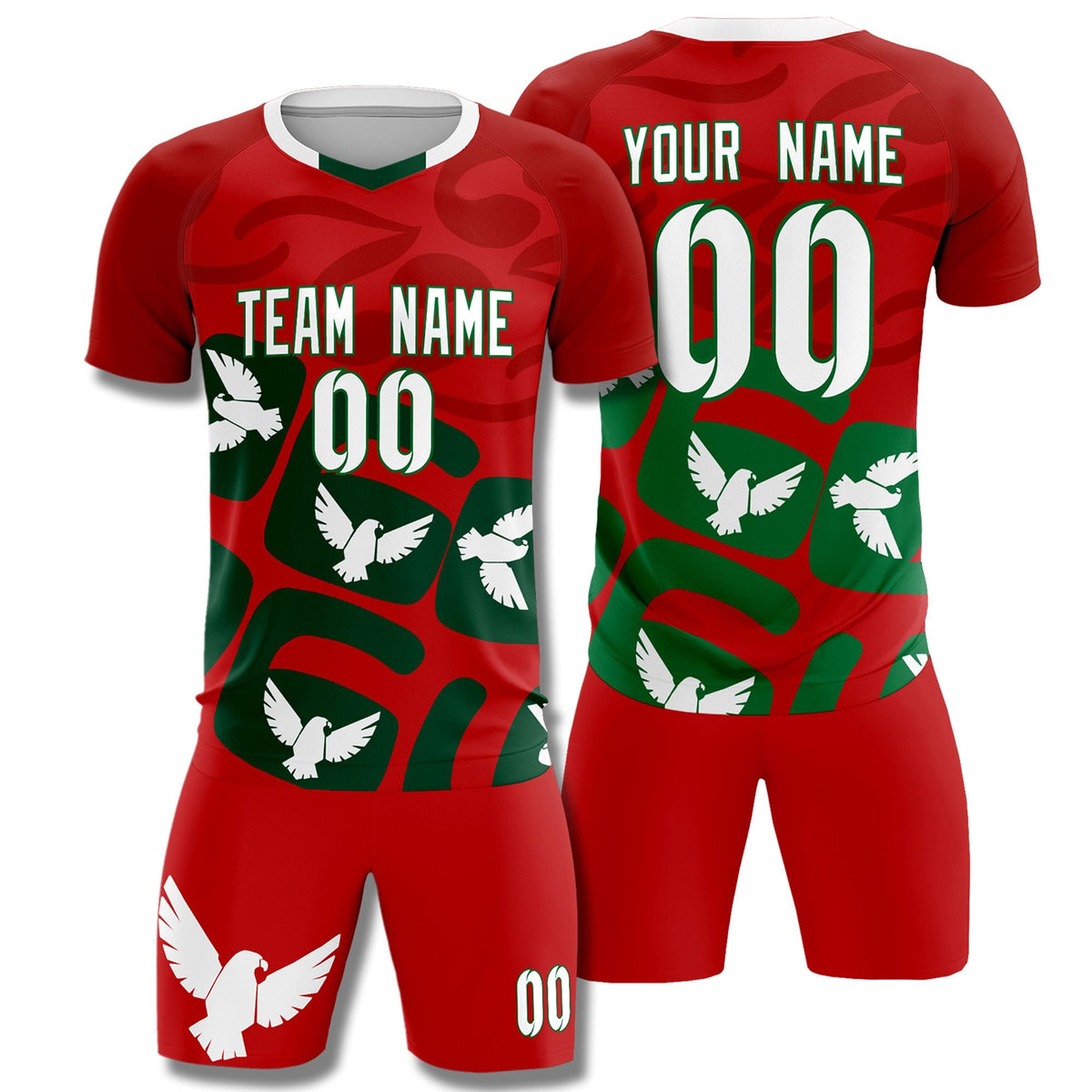 Custom Red Mexico Eagle World Cup Inspired Lightweight Graffiti Pattern Soccer Sets Jersey