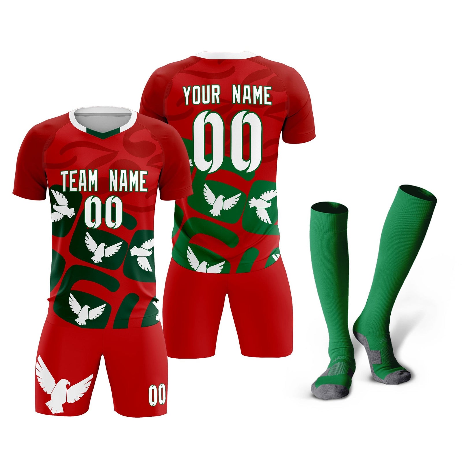 Custom Red Mexico Eagle World Cup Inspired Lightweight Graffiti Pattern Soccer Sets Jersey
