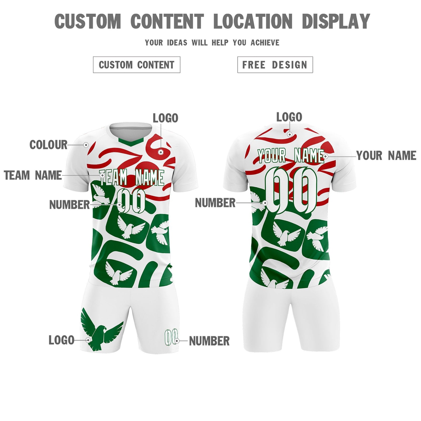 Custom White Mexico Eagle World Cup Inspired Wrinkle-Resistant Graffiti Pattern Soccer Sets Jersey