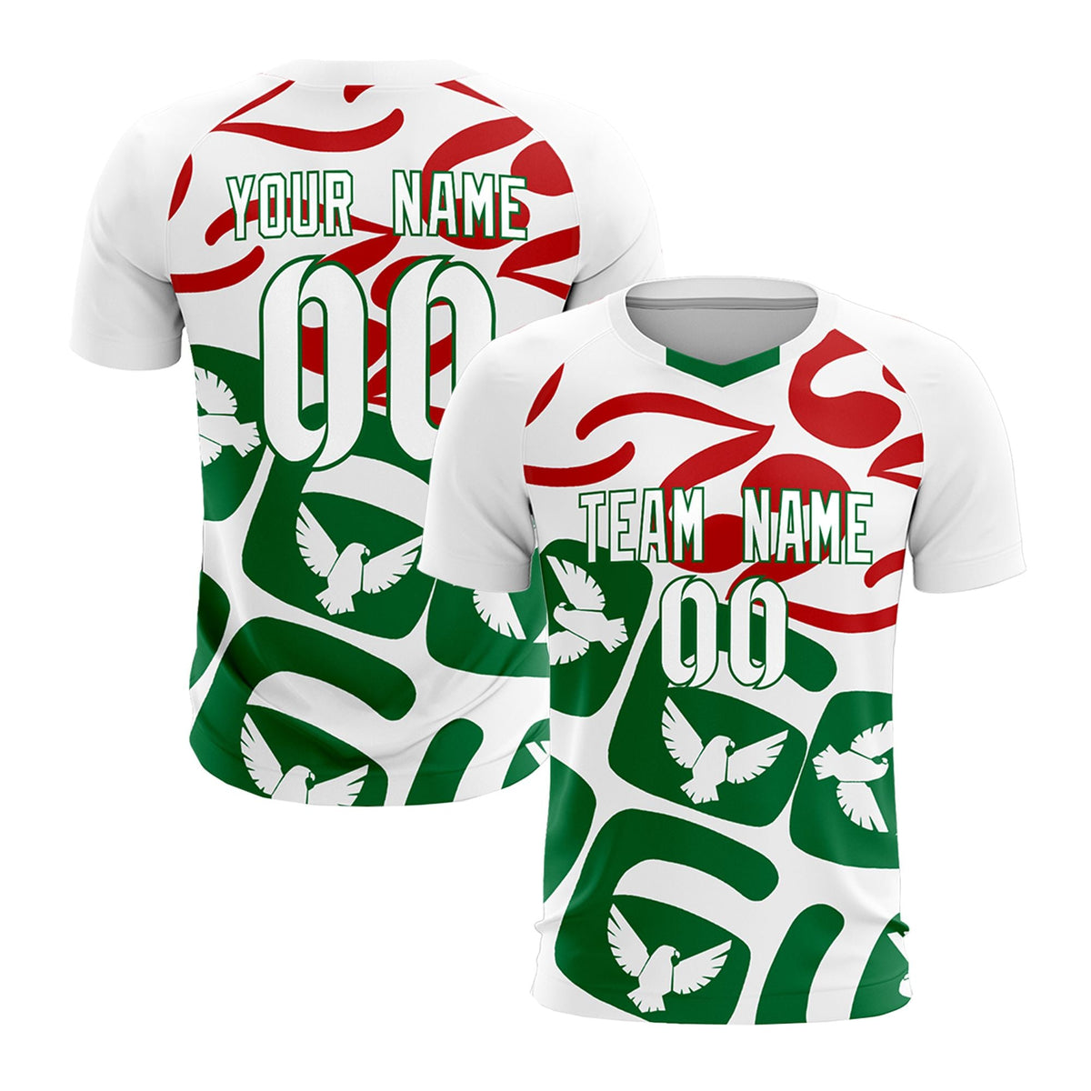 Custom White Mexico Eagle World Cup Inspired Wrinkle-Resistant Graffiti Pattern Soccer Sets Jersey