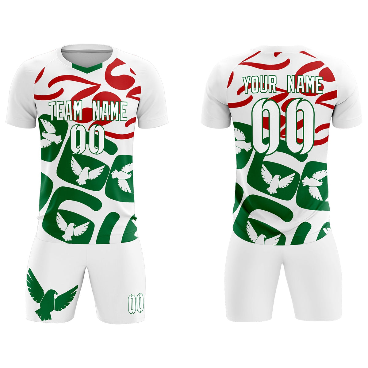 Custom White Mexico Eagle World Cup Inspired Wrinkle-Resistant Graffiti Pattern Soccer Sets Jersey