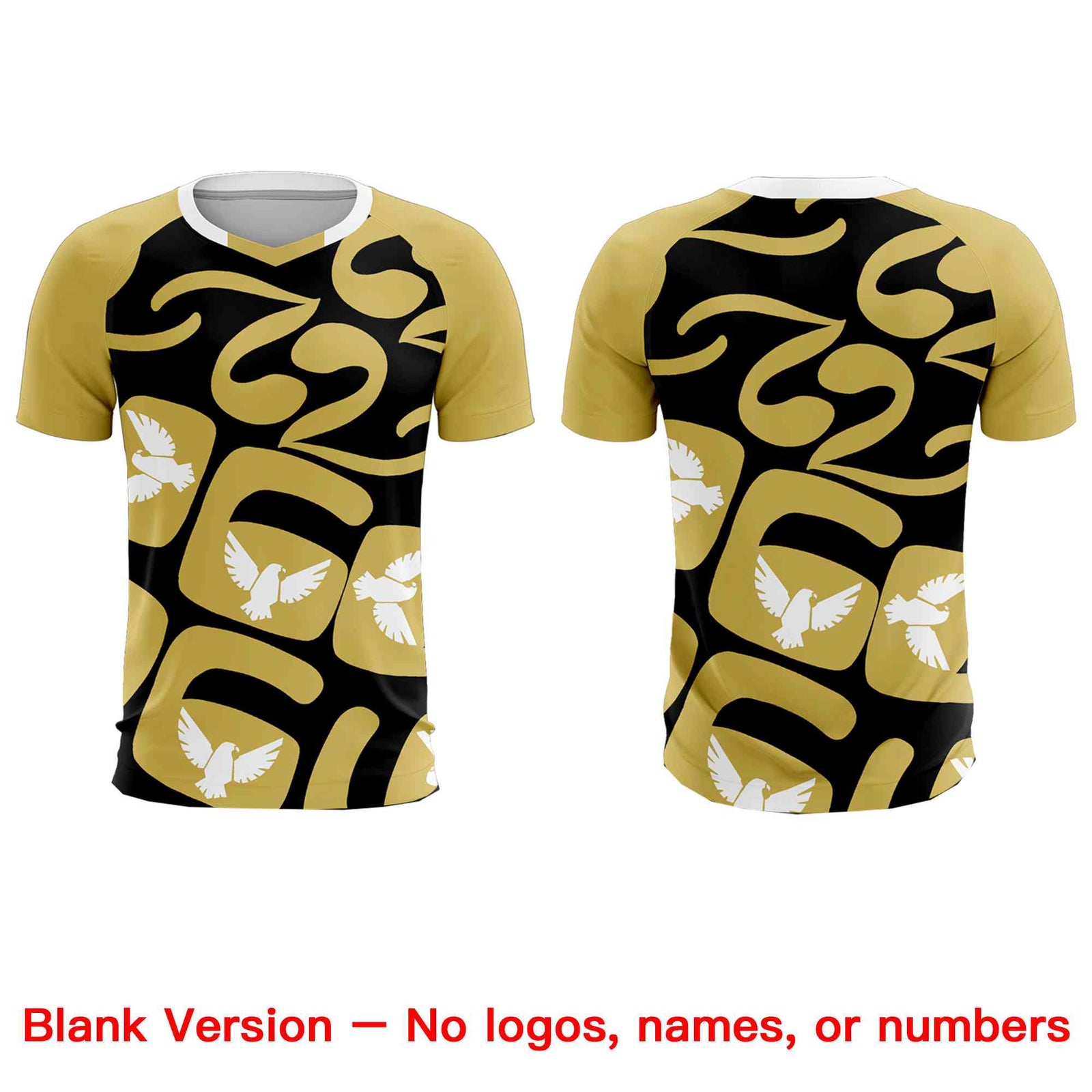 Custom Old Gold Black Mexico Eagle World Cup Inspired Quick-Drying Graffiti Pattern Soccer Sets Jersey