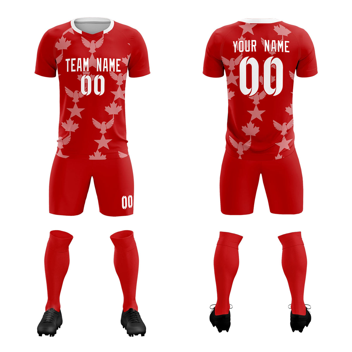 Custom Red World Cup Inspired Breathable&amp;Quick-Drying Training Uniform Graffiti Pattern Soccer Sets Jersey