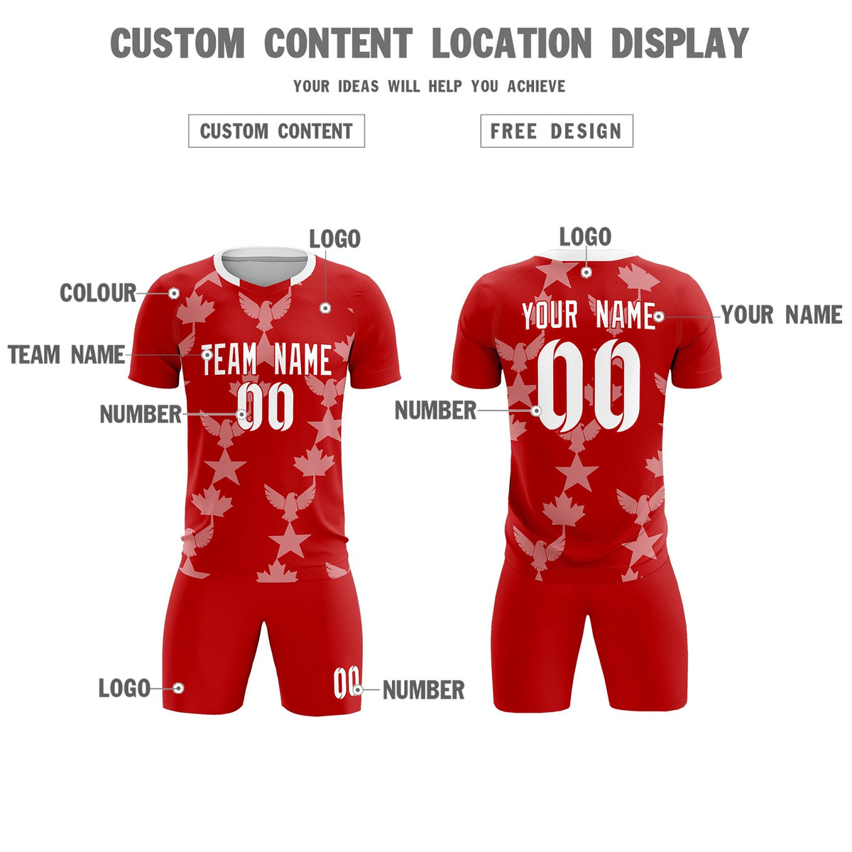Custom Red World Cup Inspired Breathable&amp;Quick-Drying Training Uniform Graffiti Pattern Soccer Sets Jersey
