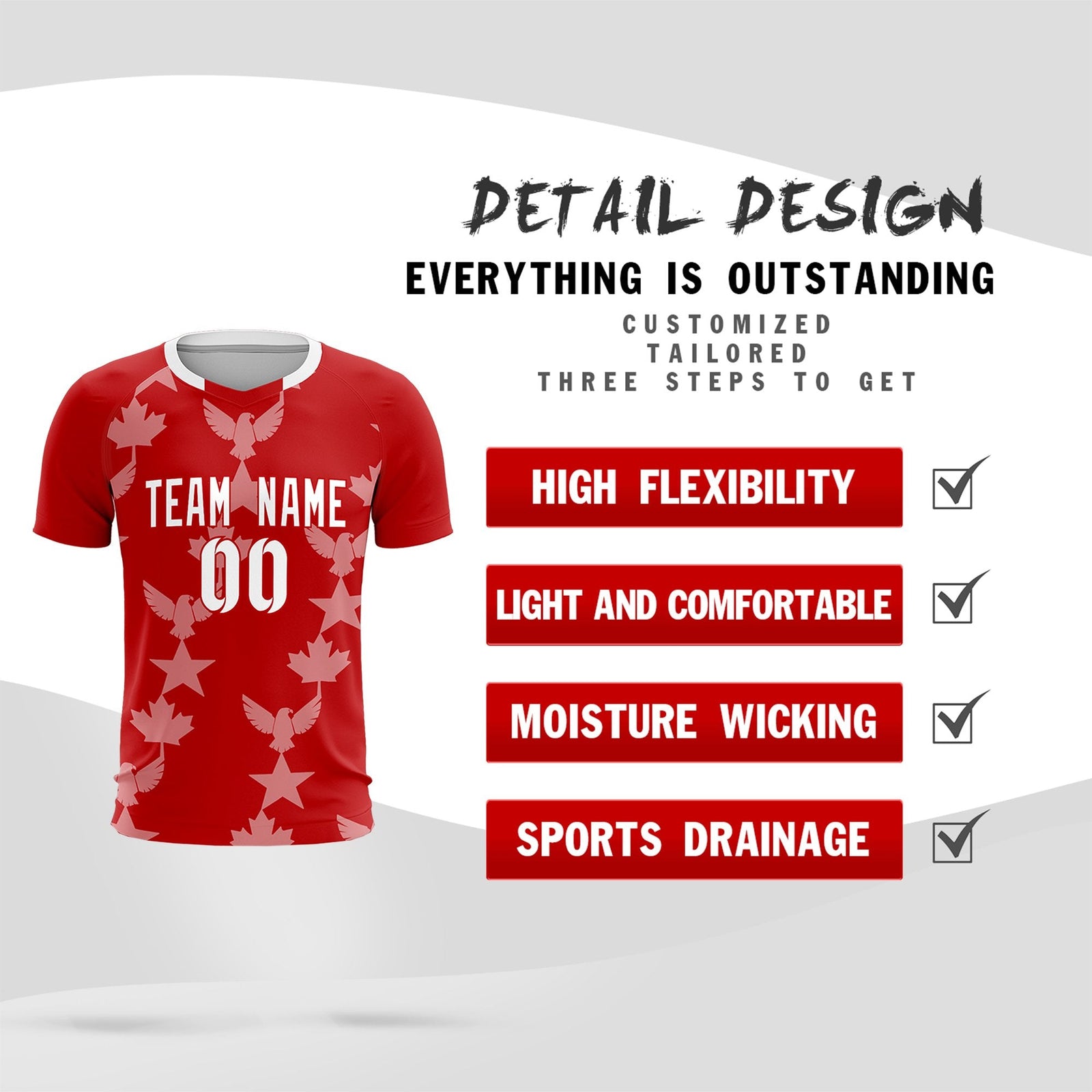 Custom Red World Cup Inspired Breathable&Quick-Drying Training Uniform Graffiti Pattern Soccer Sets Jersey