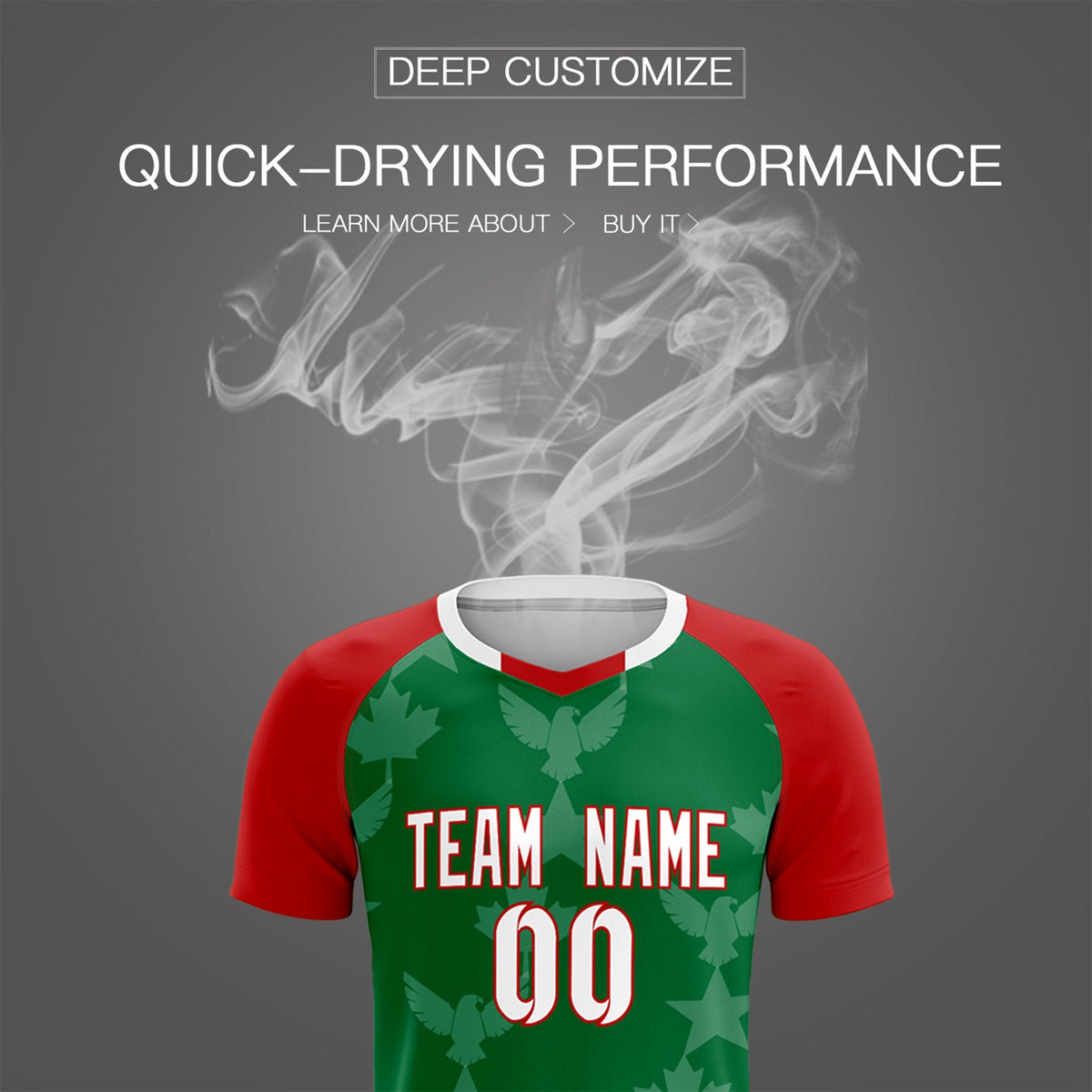 Custom Red Kelly Green World Cup Inspired Lightweight&amp;Drapable Training Uniform Raglan Sleeve Soccer Sets Jersey