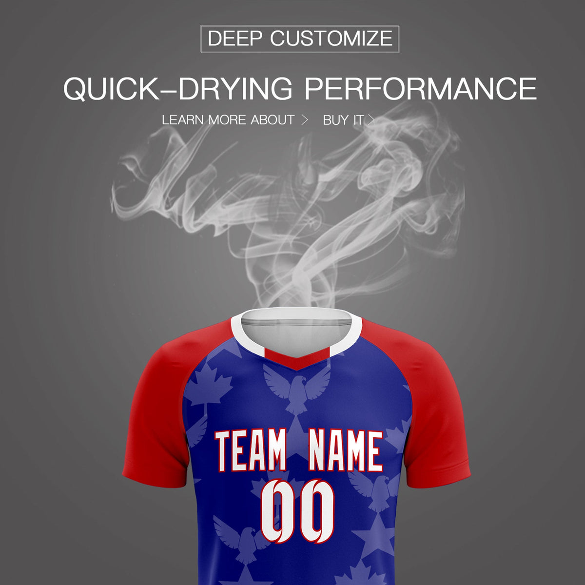 Custom Red Royal World Cup Inspired Wrinkle-Resistant Training Uniform Raglan Sleeve Soccer Sets Jersey