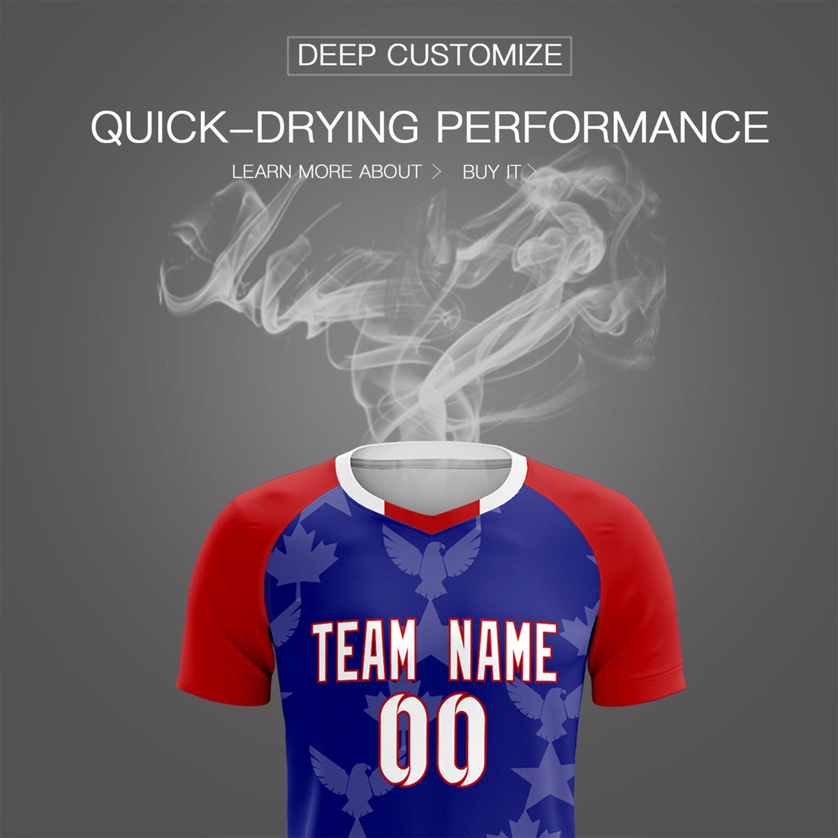 Custom Red Royal World Cup Inspired Wrinkle-Resistant Training Uniform Raglan Sleeve Soccer Sets Jersey