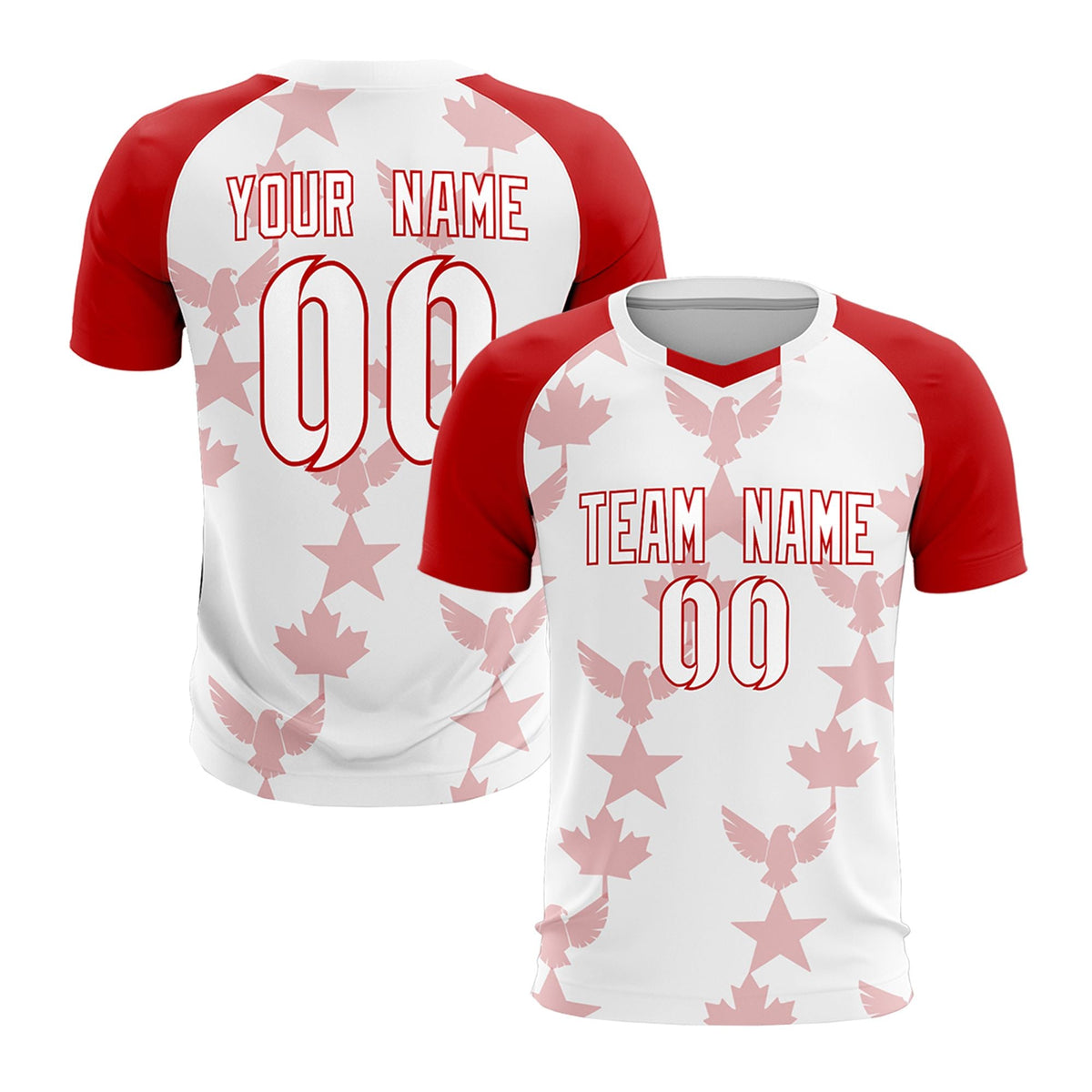 Custom Red White World Cup Inspired Breathable&amp;Quick-Drying Training Uniform Raglan Sleeve Soccer Sets Jersey