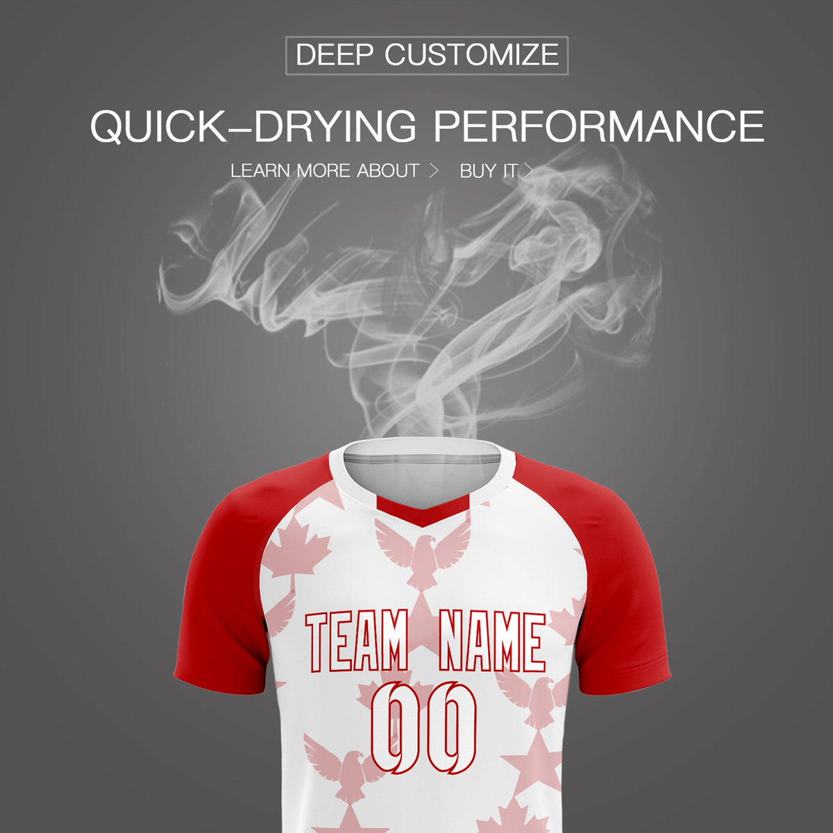 Custom Red White World Cup Inspired Breathable&amp;Quick-Drying Training Uniform Raglan Sleeve Soccer Sets Jersey