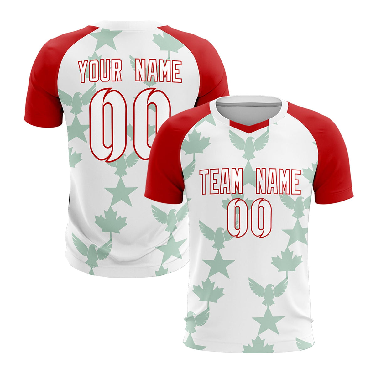 Custom Red White World Cup Inspired Lightweight&amp;Drapable Training Uniform Raglan Sleeve Soccer Sets Jersey