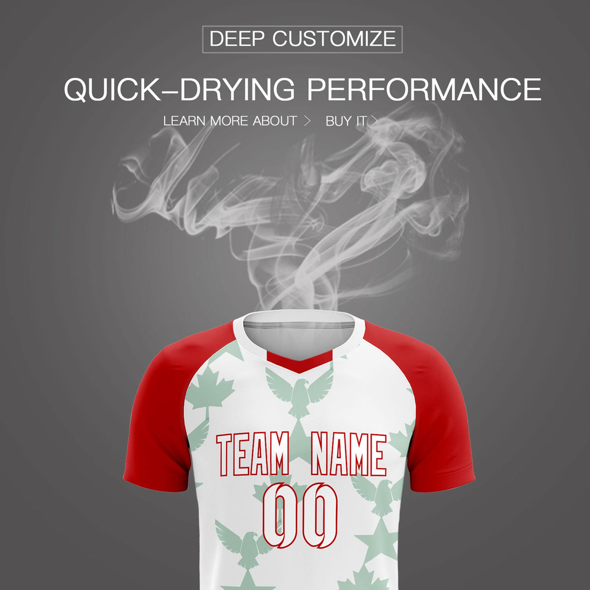 Custom Red White World Cup Inspired Lightweight&amp;Drapable Training Uniform Raglan Sleeve Soccer Sets Jersey