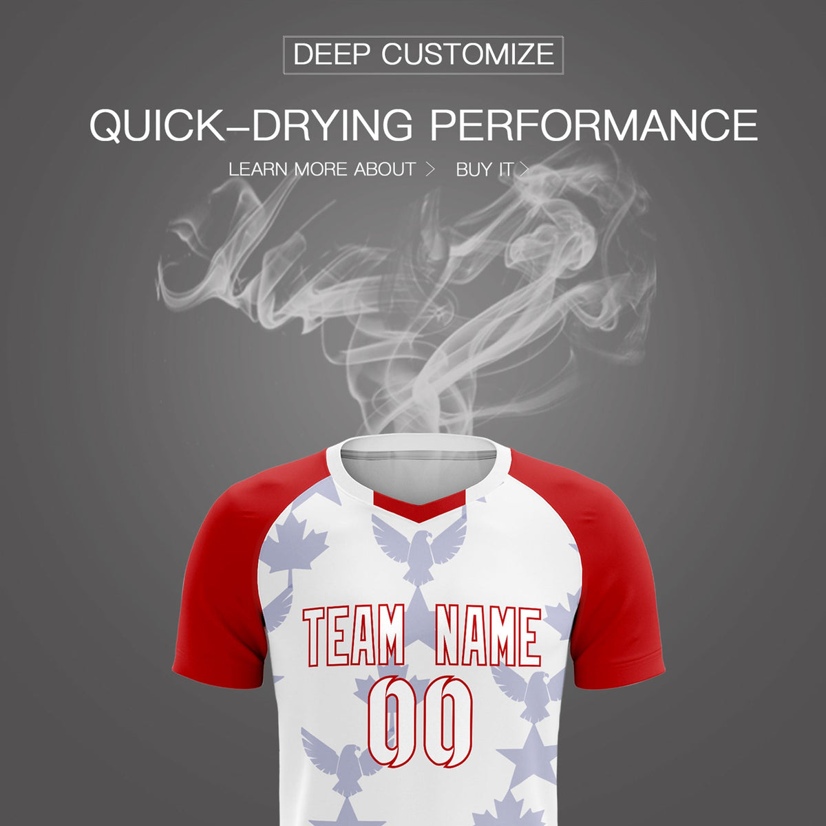 Custom Red White World Cup Inspired Wrinkle-Resistant Training Uniform Raglan Sleeve Soccer Sets Jersey