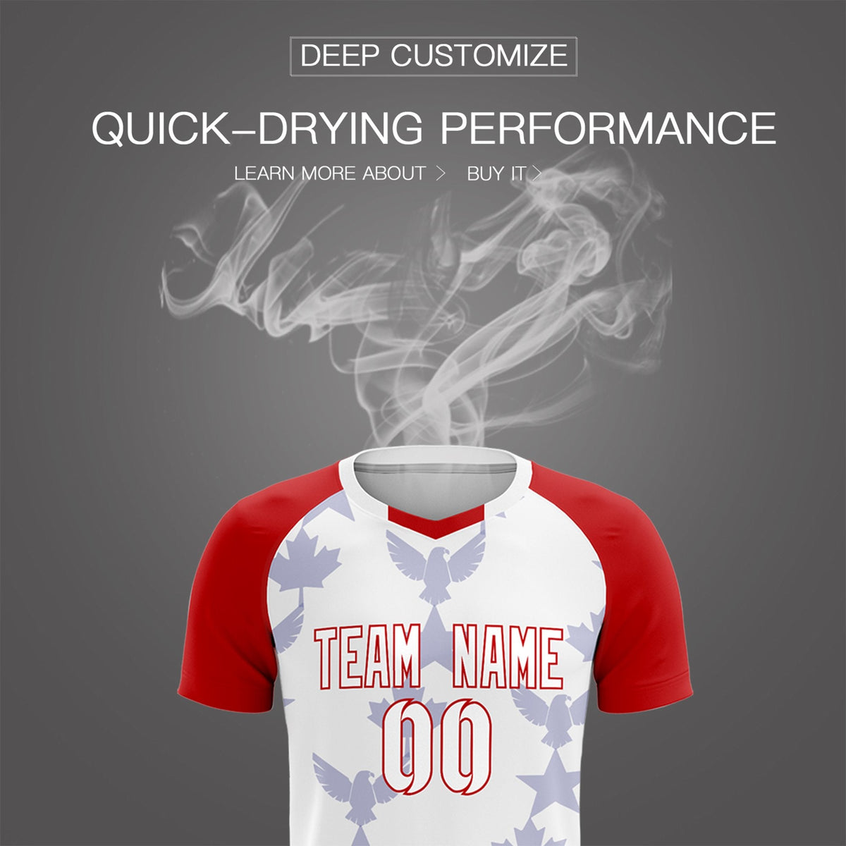 Custom Red White World Cup Inspired Wrinkle-Resistant Training Uniform Raglan Sleeve Soccer Sets Jersey