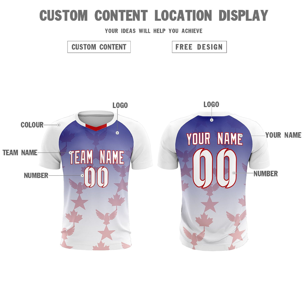 Custom White Royal World Cup Inspired Lightweight&amp;Drapable Training Uniform Gradient Fashion Soccer Sets Jersey