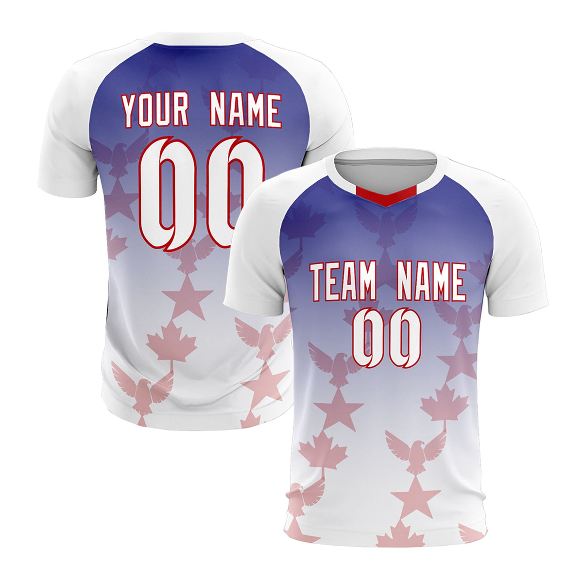 Custom White Royal World Cup Inspired Lightweight&amp;Drapable Training Uniform Gradient Fashion Soccer Sets Jersey