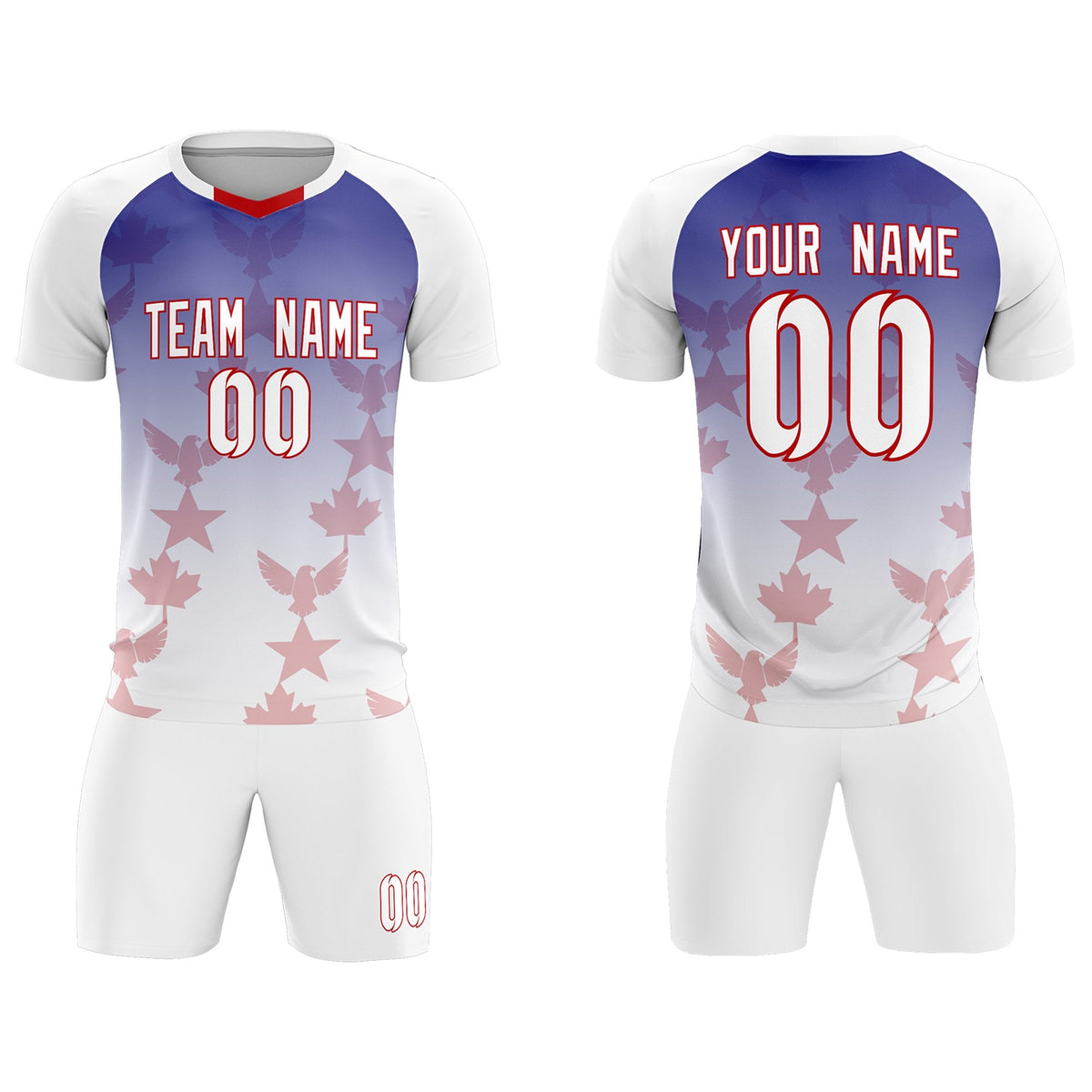 Custom White Royal World Cup Inspired Lightweight&amp;Drapable Training Uniform Gradient Fashion Soccer Sets Jersey
