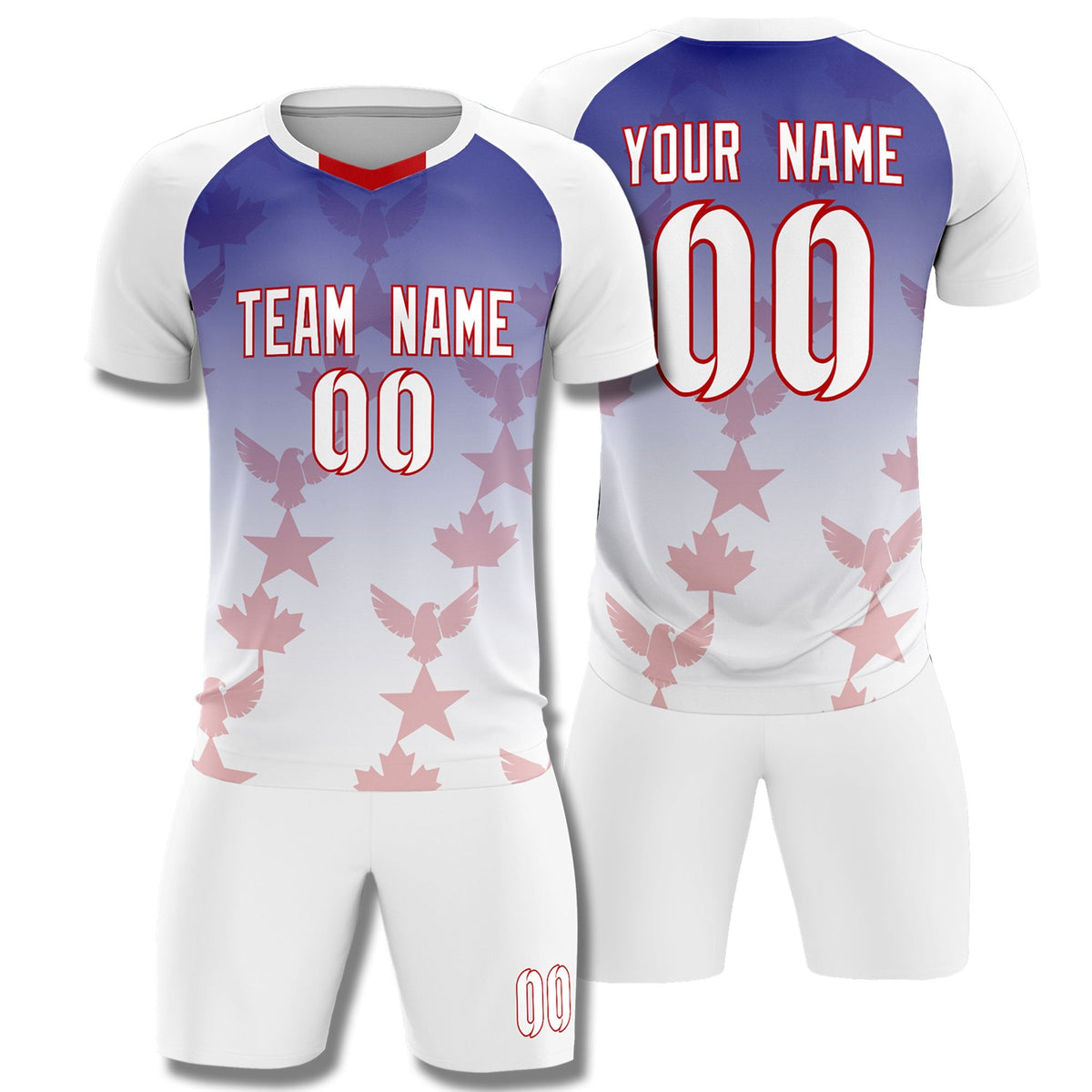 Custom White Royal World Cup Inspired Lightweight&amp;Drapable Training Uniform Gradient Fashion Soccer Sets Jersey