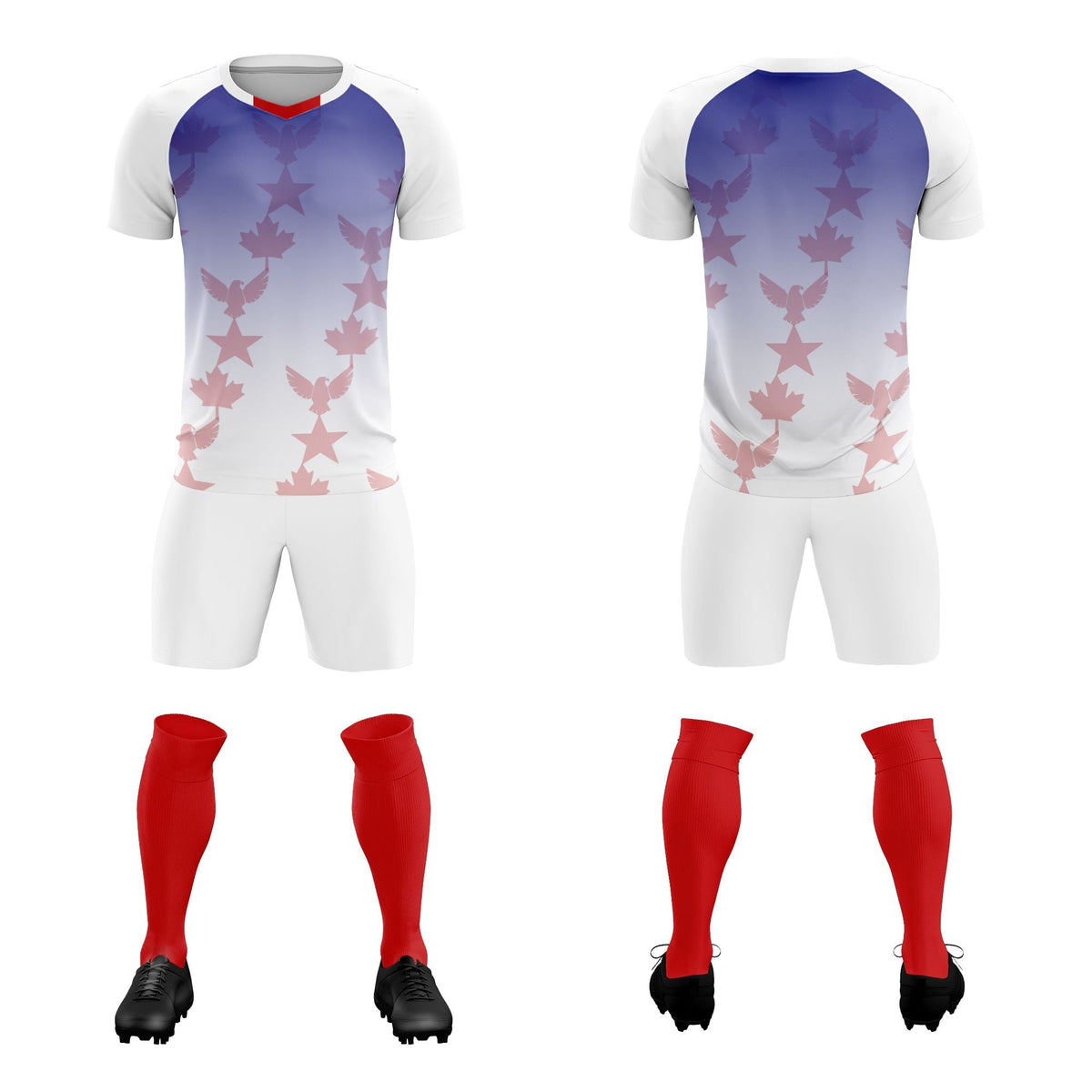 Custom White Royal World Cup Inspired Lightweight&amp;Drapable Training Uniform Gradient Fashion Soccer Sets Jersey