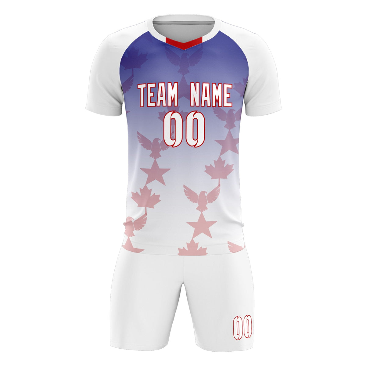 Custom White Royal World Cup Inspired Lightweight&amp;Drapable Training Uniform Gradient Fashion Soccer Sets Jersey