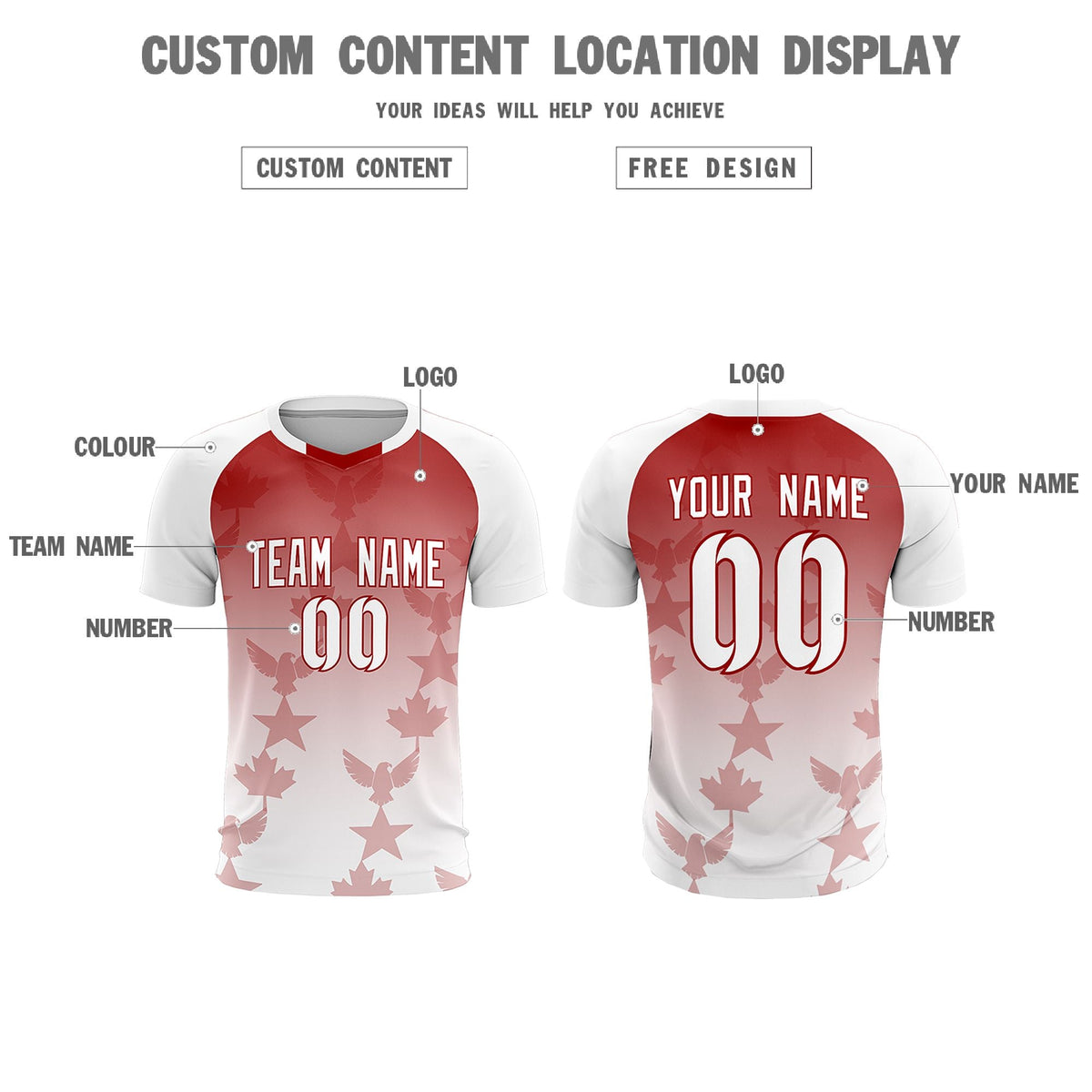 Custom White Red World Cup Inspired Wrinkle-Resistant Training Uniform Gradient Fashion Soccer Sets Jersey