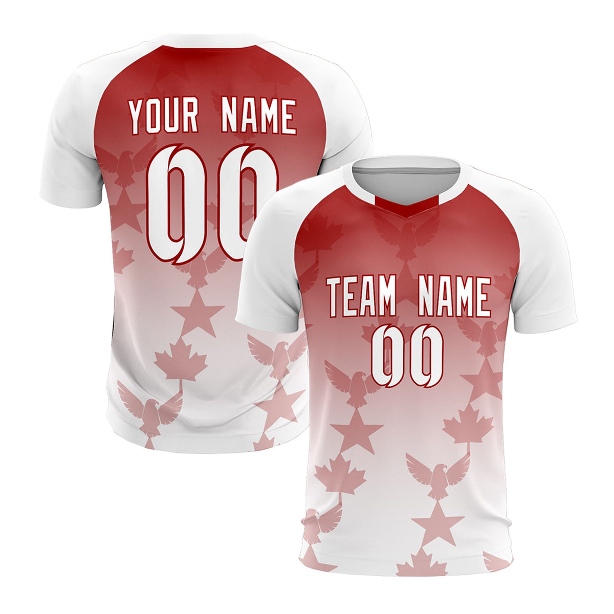 Custom White Red World Cup Inspired Wrinkle-Resistant Training Uniform Gradient Fashion Soccer Sets Jersey