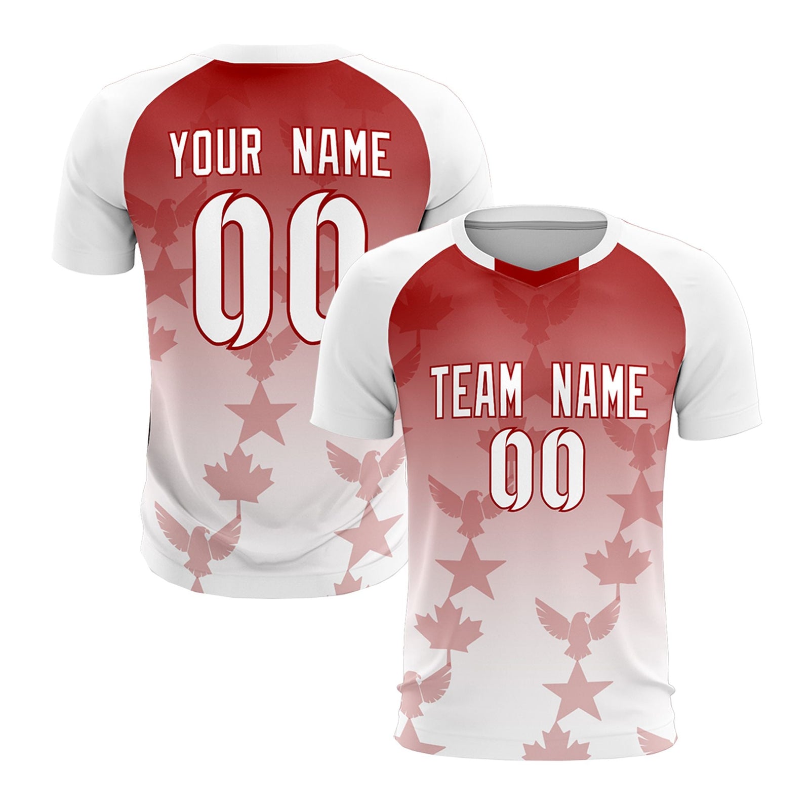 Custom White Red World Cup Inspired Wrinkle-Resistant Training Uniform Gradient Fashion Soccer Sets Jersey