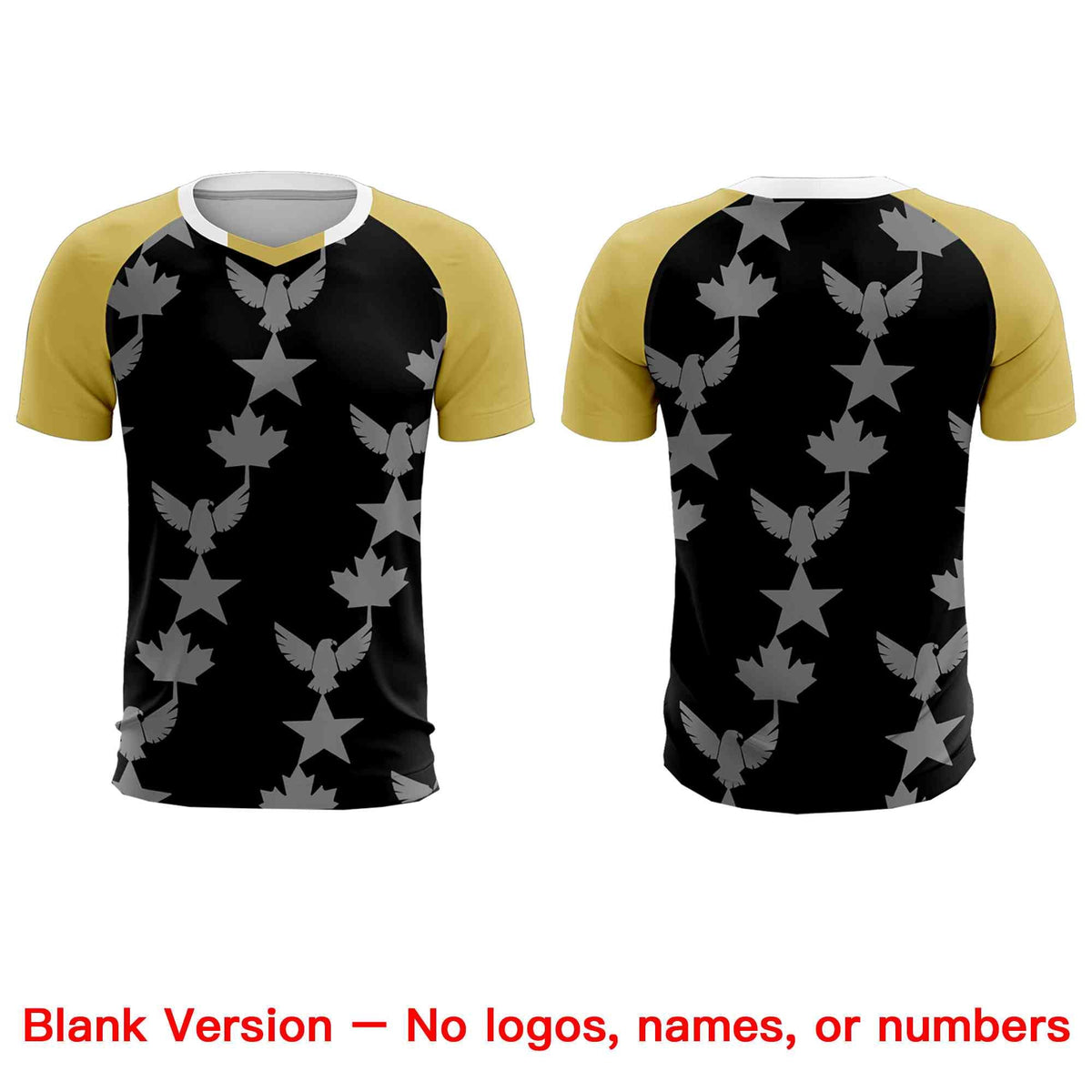 Custom Old Gold Black World Cup Inspired Breathable&amp;Quick-Drying Training Uniform Raglan Sleeve Soccer Sets Jersey