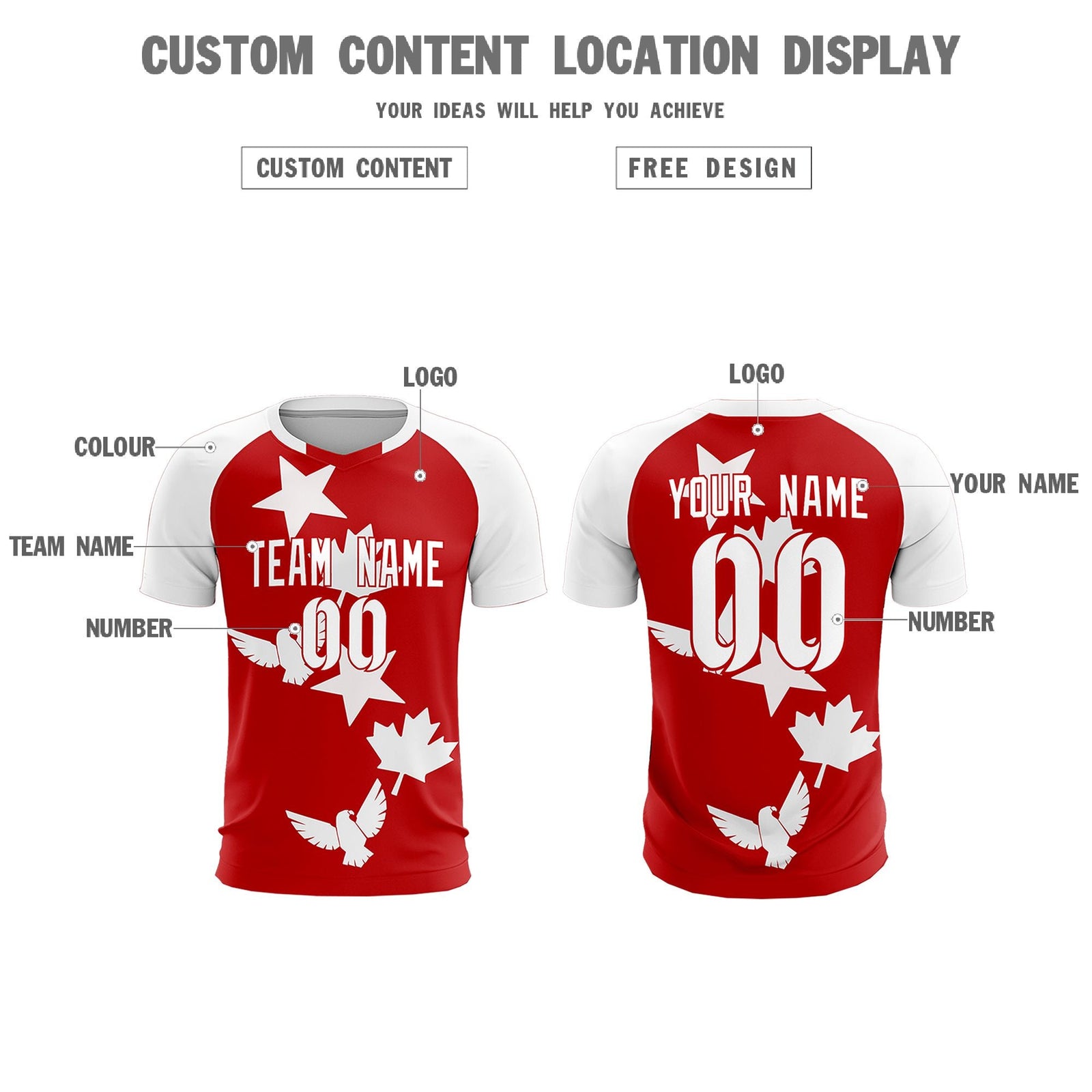 Custom White Red World Cup Inspired Lightweight&Drapable Training Uniform Raglan Sleeve Soccer Sets Jersey