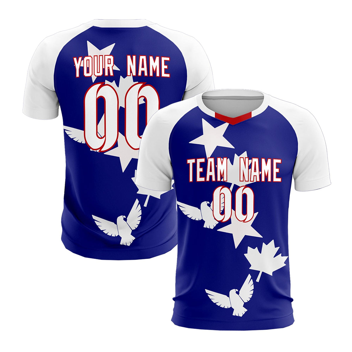 Custom White Royal World Cup Inspired Breathable&amp;Quick-Drying Training Uniform Raglan Sleeve Soccer Sets Jersey