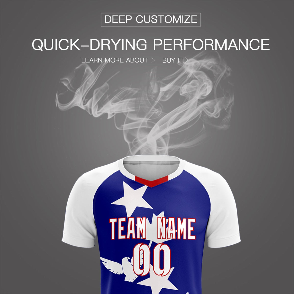 Custom White Royal World Cup Inspired Breathable&amp;Quick-Drying Training Uniform Raglan Sleeve Soccer Sets Jersey