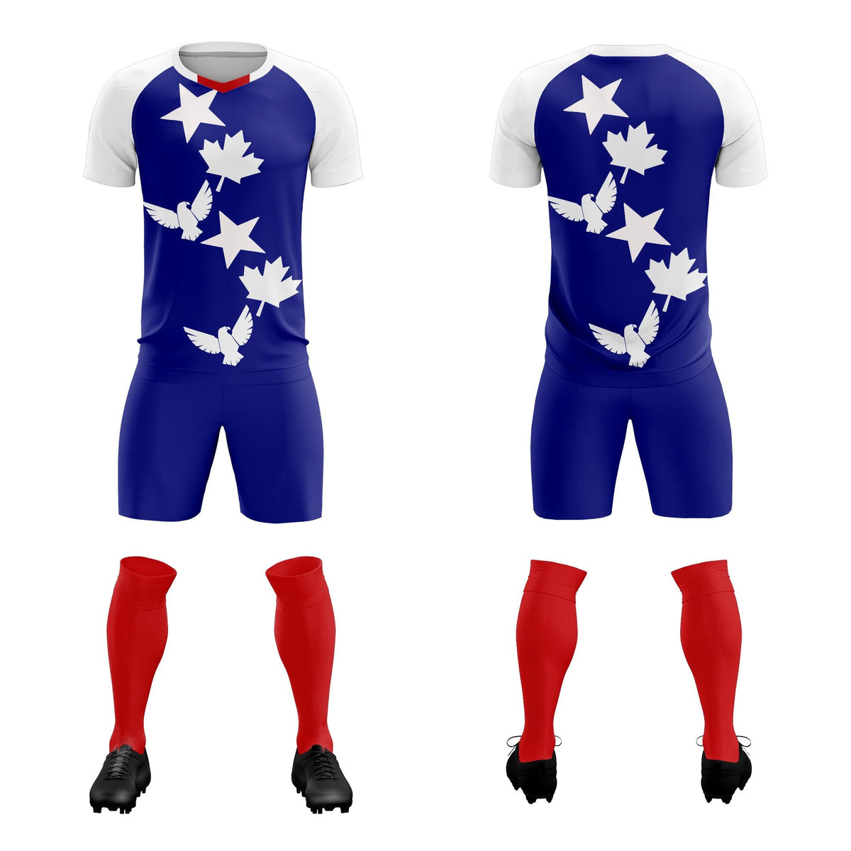 Custom White Royal World Cup Inspired Breathable&amp;Quick-Drying Training Uniform Raglan Sleeve Soccer Sets Jersey