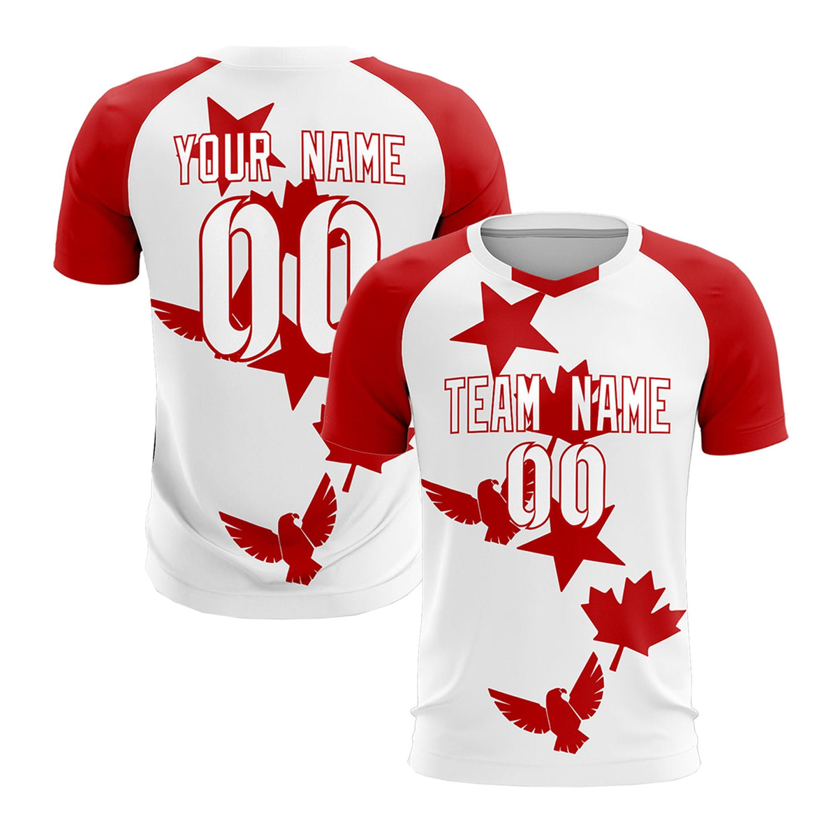 Custom Red White World Cup Inspired Lightweight&amp;Drapable Training Uniform Raglan Sleeve Soccer Sets Jersey